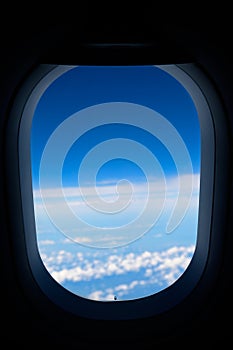 Window view from passenger seat on commercial airplane