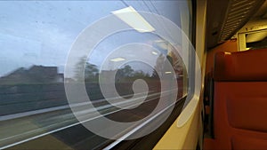 Window view from train in Holland