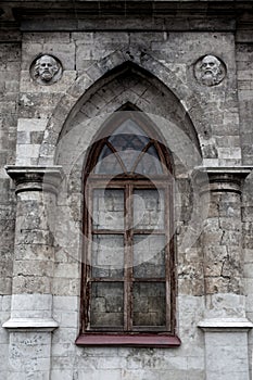 Window in the wall of Gothic church