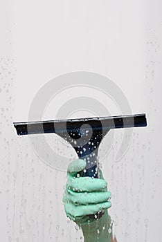 Window washer with squeegee photo