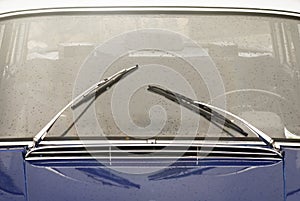 Window with wipers of vintage car