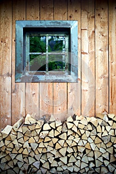 A window of wooden hut