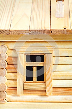 Window of wooden log house