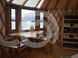 Window of Yurt of luxury Yurt close to National Park Torres del Paine photo