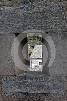 Windowed panorama of Bard Village from the fort