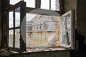 Windows of abandoned monastry