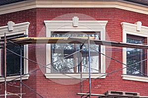 Windows of the apartment house at construction time