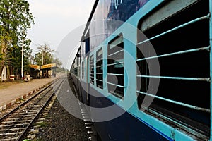 Windows of arriving train in india