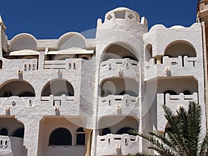 Windows and balconies of hotel