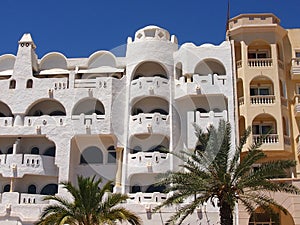 Windows and balconies of hotel