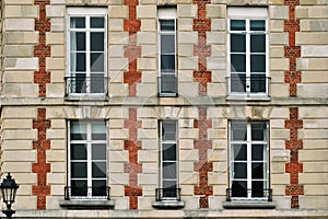 Windows with balconies.