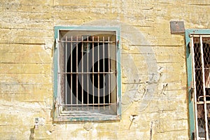 Windows with bars on Hitler bunker in Margival, Aisne, Picardie in the north of France