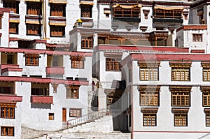 Windows of budhist monastery Rhizong, Ladakh, India