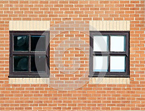 Windows in a building wall