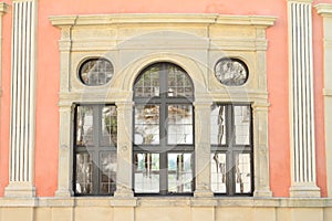 Windows of chateau roundel of castle in Jindrichuv Hradec