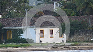 Windows of a colonial mansion in the city of Paraty