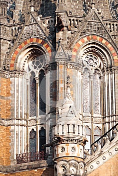 Windows detail of Chhatrapati Shivaji Terminus railway station, Mumbai, India