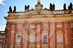 Windows and facade of new palace at castle sanssouci, potsdam