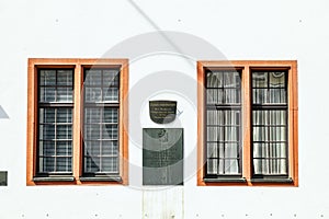 Windows at the facade of the Old University in Mainz, the Domus Universitatis