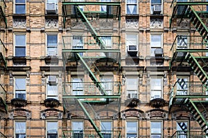 Windows and Fire Escape on Old Building in New York City