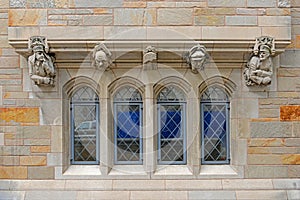 Windows on historic building in Yale University, CT, USA