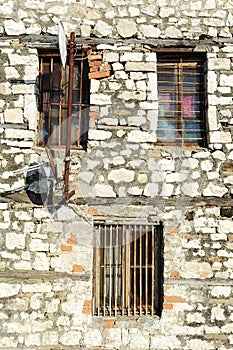 Windows or a house at the citadel of Kala at Berat