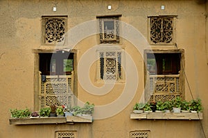 Windows of house in Masuleh village photo