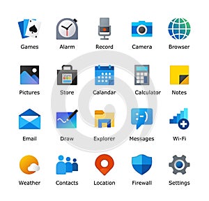 Windows 11 icons pack. Microsoft inspired desktop icon. Computer UI customization. Folder shortcuts. Vector illustration. photo