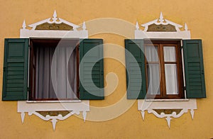 Windows italy house Cortina d`Ampezzo old tyrol art arhitecture italy open tirol window closed windowcolours