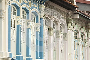 Windows in Little India and China town, Singapore. Colonial style photo