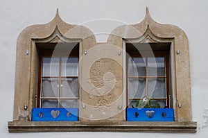 Windows of a Medieval House in Gruyere,