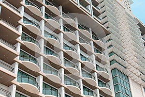 Windows in a multi-story building as an abstract background