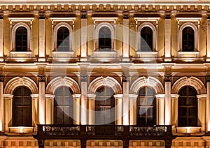 Windows on night facade of Institute of Plant Genetic Resourses