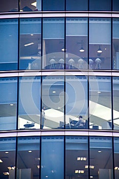 Windows of an office building in a business tower of london, great britain