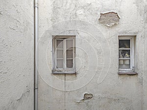 Windows in an old inner courtyard