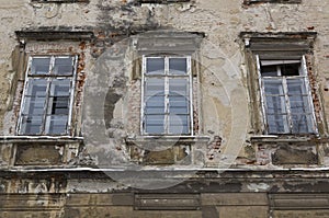 Windows on the old ruined palace