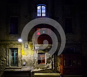 The windows of the old Valletta. Malta.