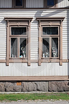 Windows of old village house