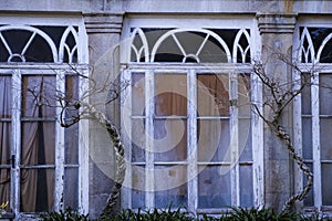 Windows of Palacio de Lourizan in Galicia, Spain