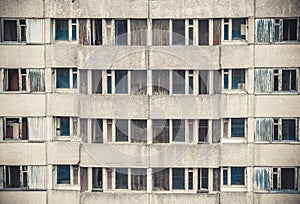 Windows of Pripyat. Chernobyl alienation zone. photo