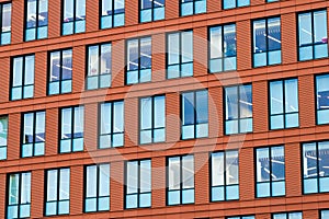 Windows of red office building