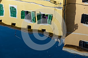 Windows reflexions on sea water at Veli Losinj