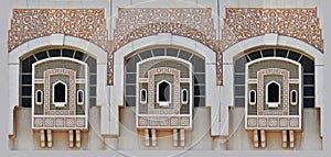 Windows in Sharjah with traditional Islamic decoration