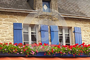 Windows with Shutters and Window Boxes Concarneau Brittany Franc photo