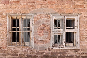 Windows in a stone building in old town Al-Ula photo