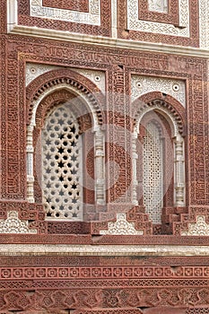 Windows with sunglow in Alai Minar, Qutab Minar complex, Delhi