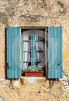 Windows on wall stone