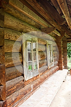 Windows on wooden house