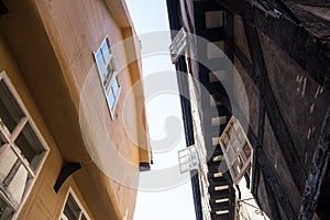 Windows at York shambles, medieval street photo