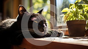windowsill cat kitchen